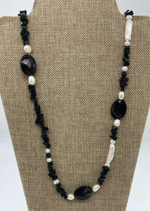 Collar Obsidiana Perlas
