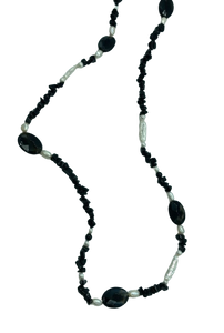 Collar Obsidiana Perlas
