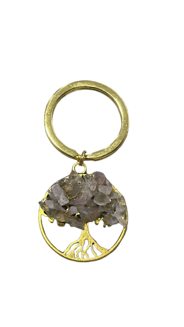 Llavero Árbol de la vida Cuarzo Rosa